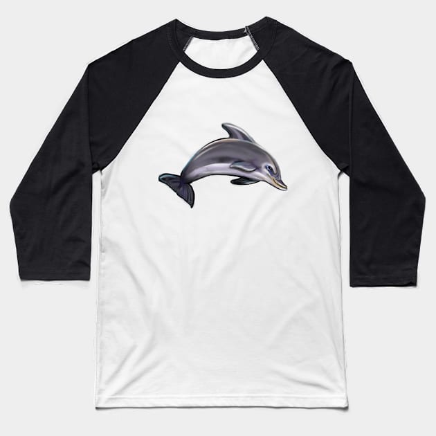 Cute dolphin. Playful Dolphins Baseball T-Shirt by Artonmytee